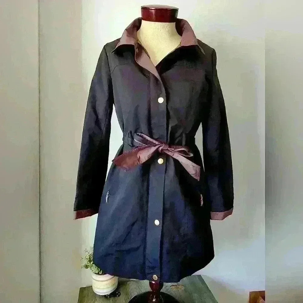 ELLEN TRACY black and olive green trench size xs.